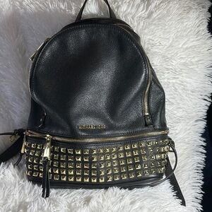 Michael Kors Black Backpack with Gold Accents
